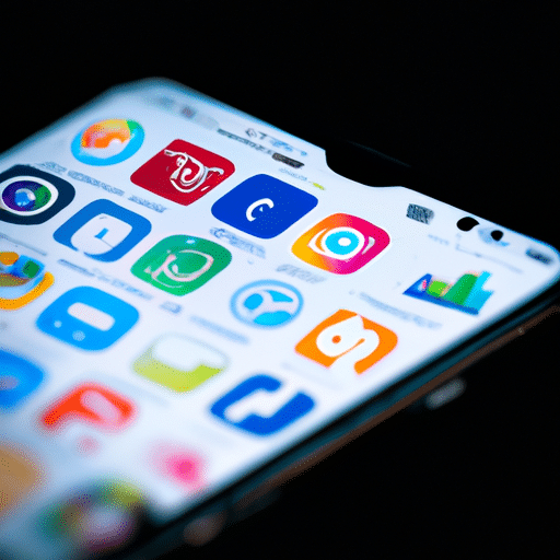 סמארטפון עם פלטפורמות שונות של מדיה חברתית פתוחה, כל אחת מציגה מודעות מדיה חברתית שונות